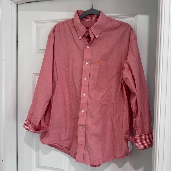 Orange IZOD Men’s Button Down Small White Stripes XL - Picture 1 of 4